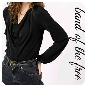 Band of the Free‎ ~ Aggie Black Cowl Neck Bodysuit ~ Size XS ~ 2 Snap Closure